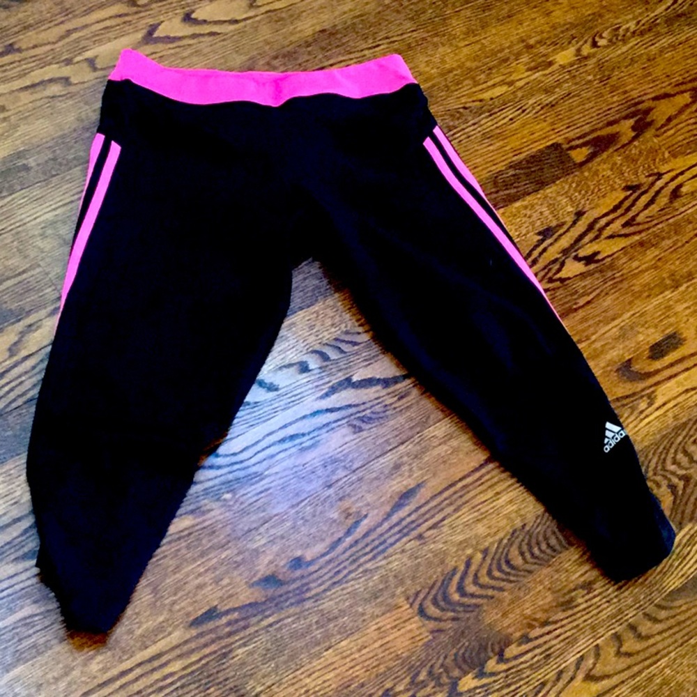 Adidas Black w/Pink Strips Biker Shorts